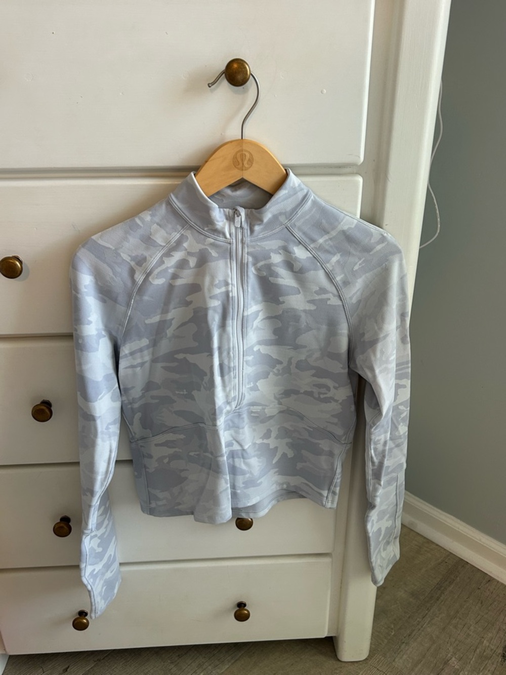 EUC Lululemon Ribbed Half Zip Pullover Incognito Camo Cropped sz 8